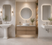Pedestal counter and wall-hung wash basin styles